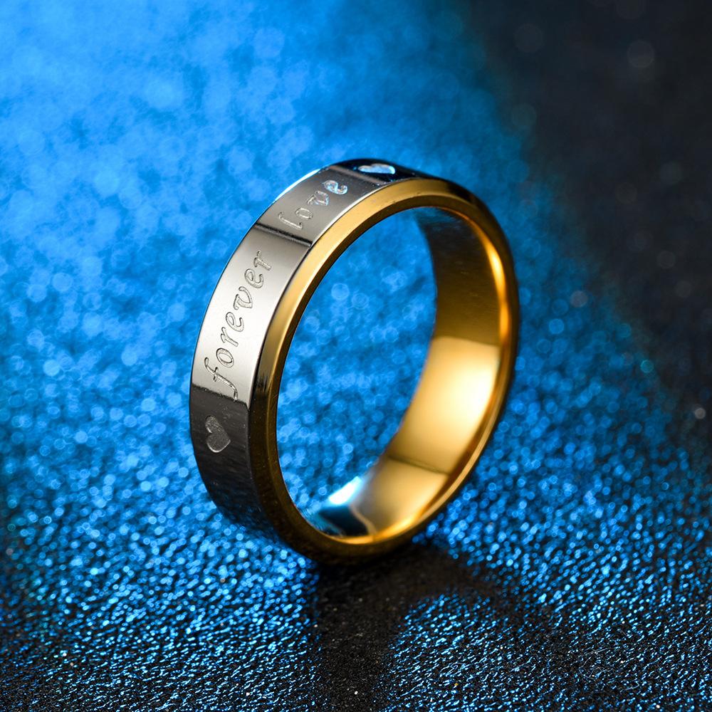 Couple love lettering stainless steel ForeverLove ring 4/6mm gold and silver couple jewelry