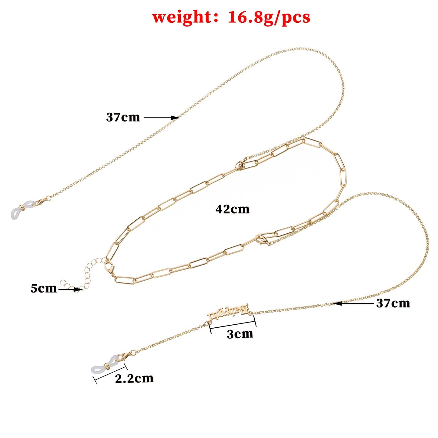 Jewelry English alphabet necklace glasses chain two-piece set versatile personality trend fashion accessories female
