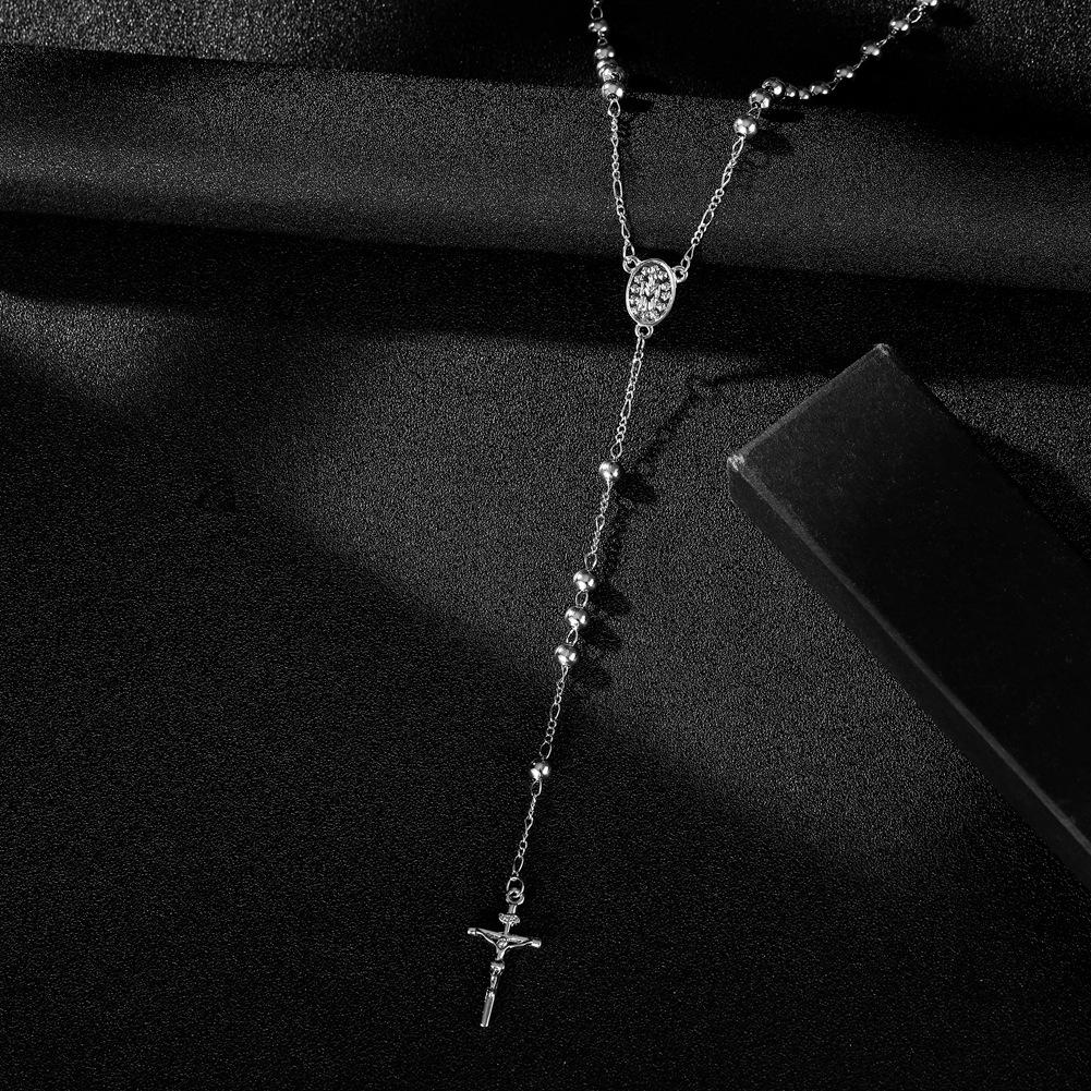 Fashion Jewelry Personality Beaded Stitching Cross Necklace Versatile Style Men's and Women's Jewelry