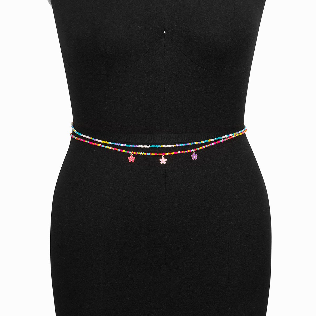 Summer Beach Vacation Colorful Flower Beads Waist Chain Feminine Geometric Elastic Body Chain