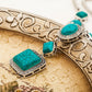 Jewelry Turquoise Necklace Retro Rhombus Round Geometric Shape Alloy Necklace
