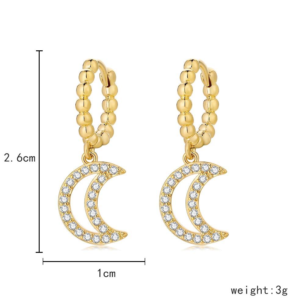 Personalized crescent moon earrings fashion exaggerated copper micro-inlaid zircon moon earrings jewelry women
