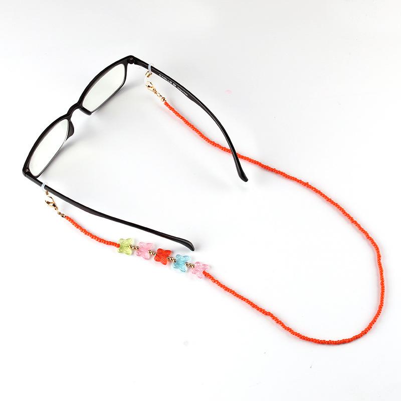 Fashion colorful butterfly handmade chain glass rice beads glasses chain mask anti-lost lanyard hanging chain
