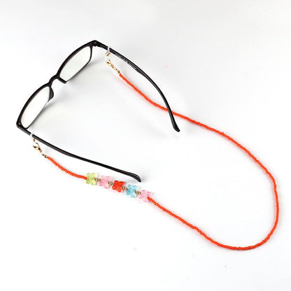 Fashion colorful butterfly handmade chain glass rice beads glasses chain mask anti-lost lanyard hanging chain