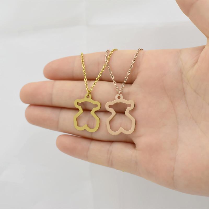 Ins hip-hop soil cool bunny pendant hollow bear pendant stainless steel soil cool girl jumping di necklace