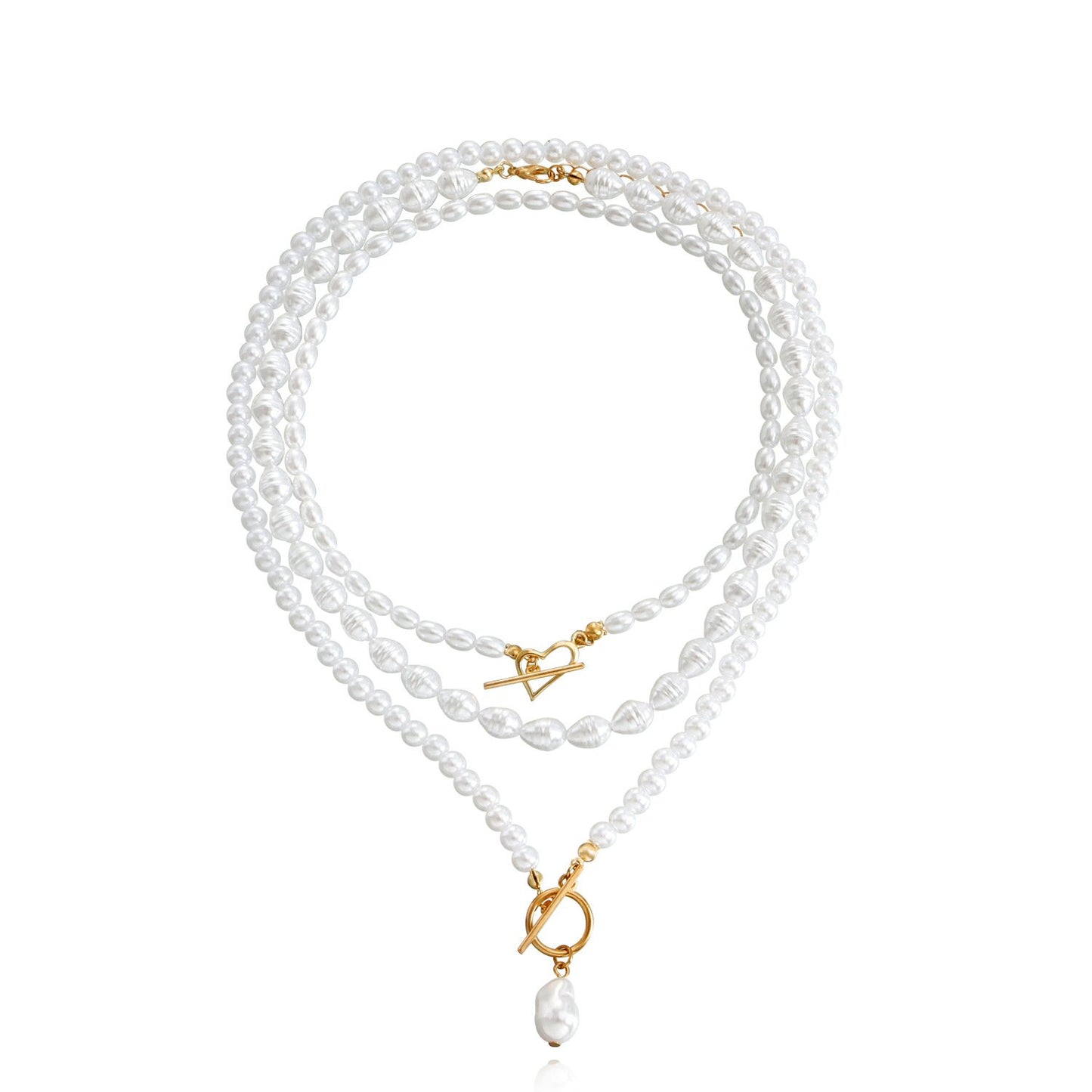 Jewelry Retro Imitation Pearl Stacked Woven Baroque Necklace Niche Beaded Chain Versatile Necklace