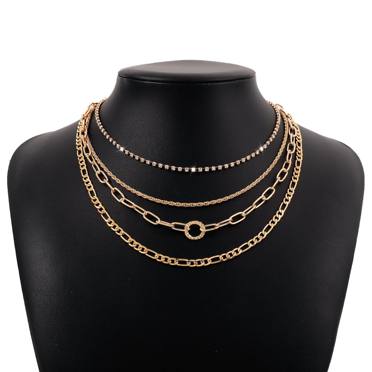 N1664 multi-layered thin chain claw chain splicing neck chain metal simple niche geometric necklace