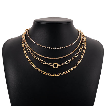 N1664 multi-layered thin chain claw chain splicing neck chain metal simple niche geometric necklace