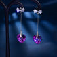 Fashion Ladies Long Color Crystal Diamond Heart Shape Pendant Stud Earrings Bow Knot Earrings Jewelry