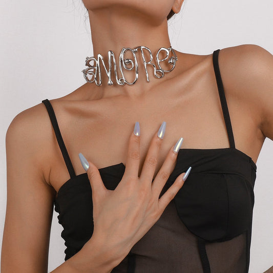 N1811 Jewelry ZA Exaggerated Letter Cool Necklace Retro Trendy Temperament Hip-Hop Necklace