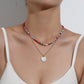 Jewelry Fashion Colorful Rice Beads Heart Shell Necklace Women's Double Layer Versatile Personality Handmade Necklace