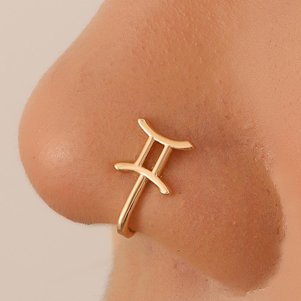 12 Constellation Free Piercing Nose Clip Nose Ring ins Fashion Metal Geometric U-shaped Nose Decoration Piercing Jewelry