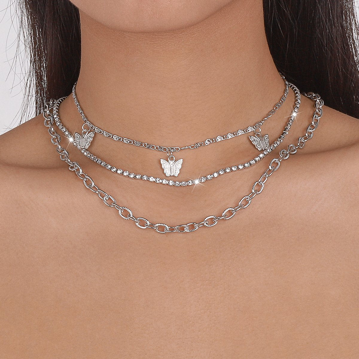 N151 Niche clavicle necklace butterfly claw chain sweet necklace stacked popular street shooting necklace
