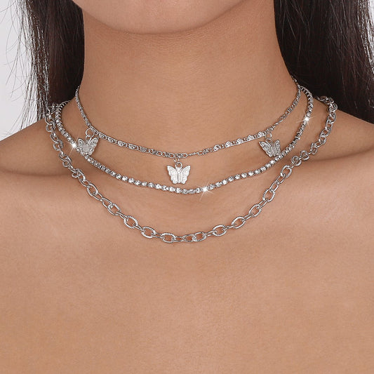 N151 Niche clavicle necklace butterfly claw chain sweet necklace stacked popular street shooting necklace