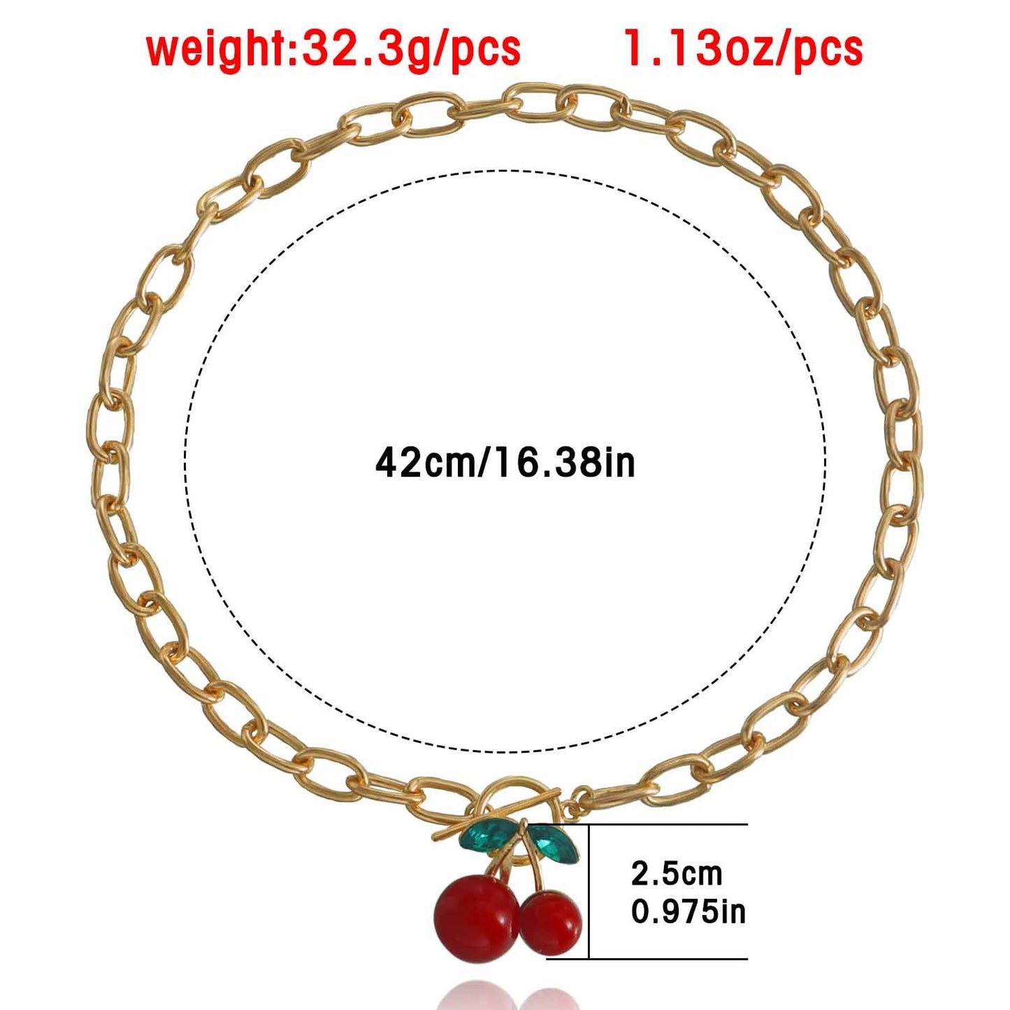Jewelry y2k geometric exaggerated thick chain big red cherry pendant necklace female explosive necklace