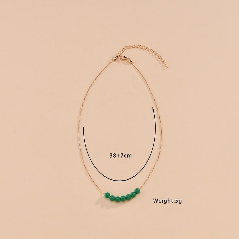 Fashion Green Round Acrylic Bead Necklace Simple Clavicle Chain Necklace Ladies Accessories