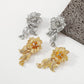 1614 Exaggerated Personality ZA Earrings Simple Metal Flower Rhinestone Earrings Niche Design Earrings