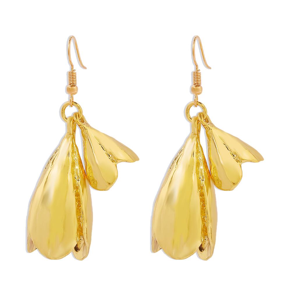 E1353 Exaggerated Retro Earrings Female Design Tulip Flower Earrings Simple Metal Accessories