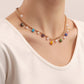 Jewelry punk simple colorful glass flower imitation pearl pendant necklace female ins necklace