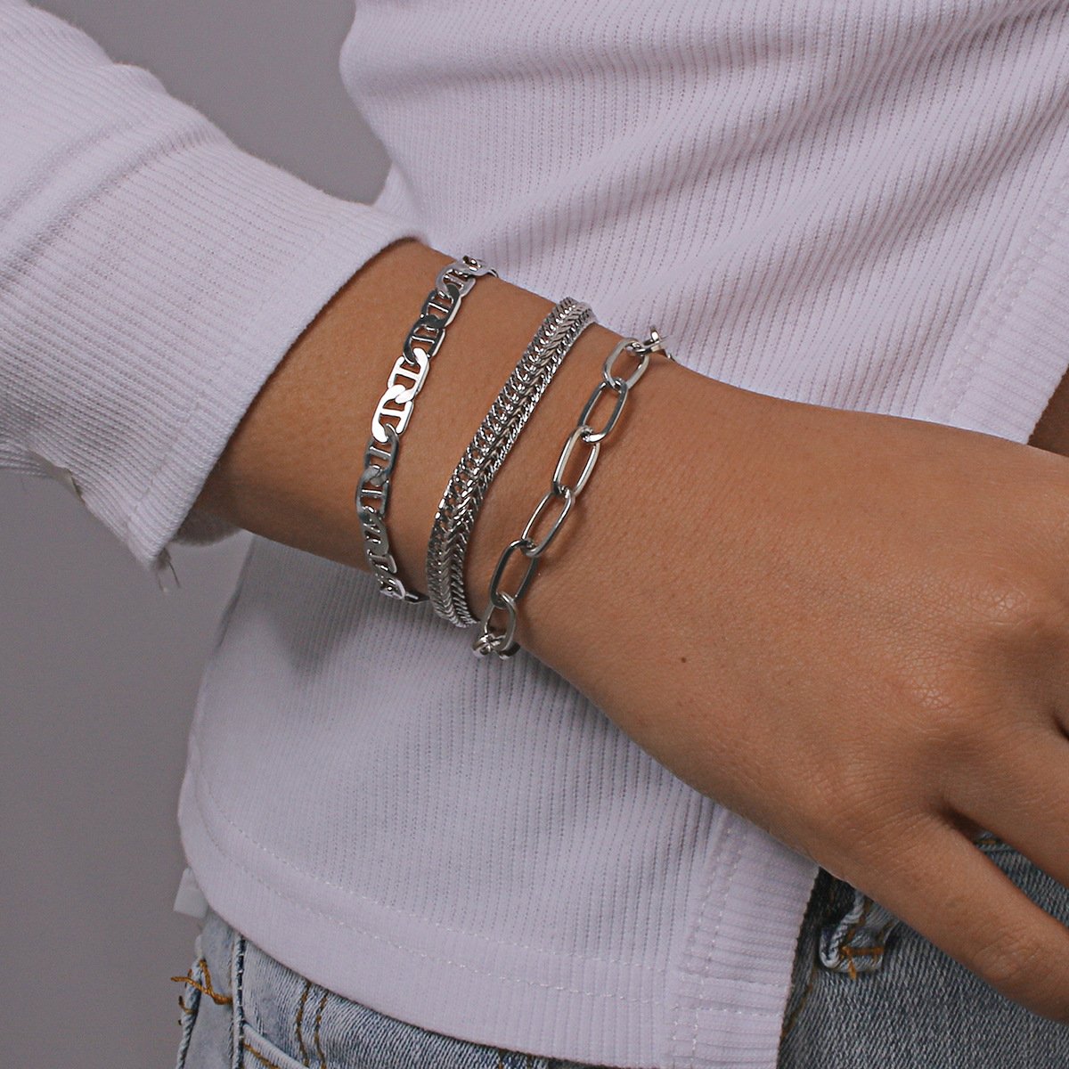 B1673 Jewelry Exaggerated Simple Metal Chain Bracelet Hip Hop Punk Sweet Cool Personality Jewelry