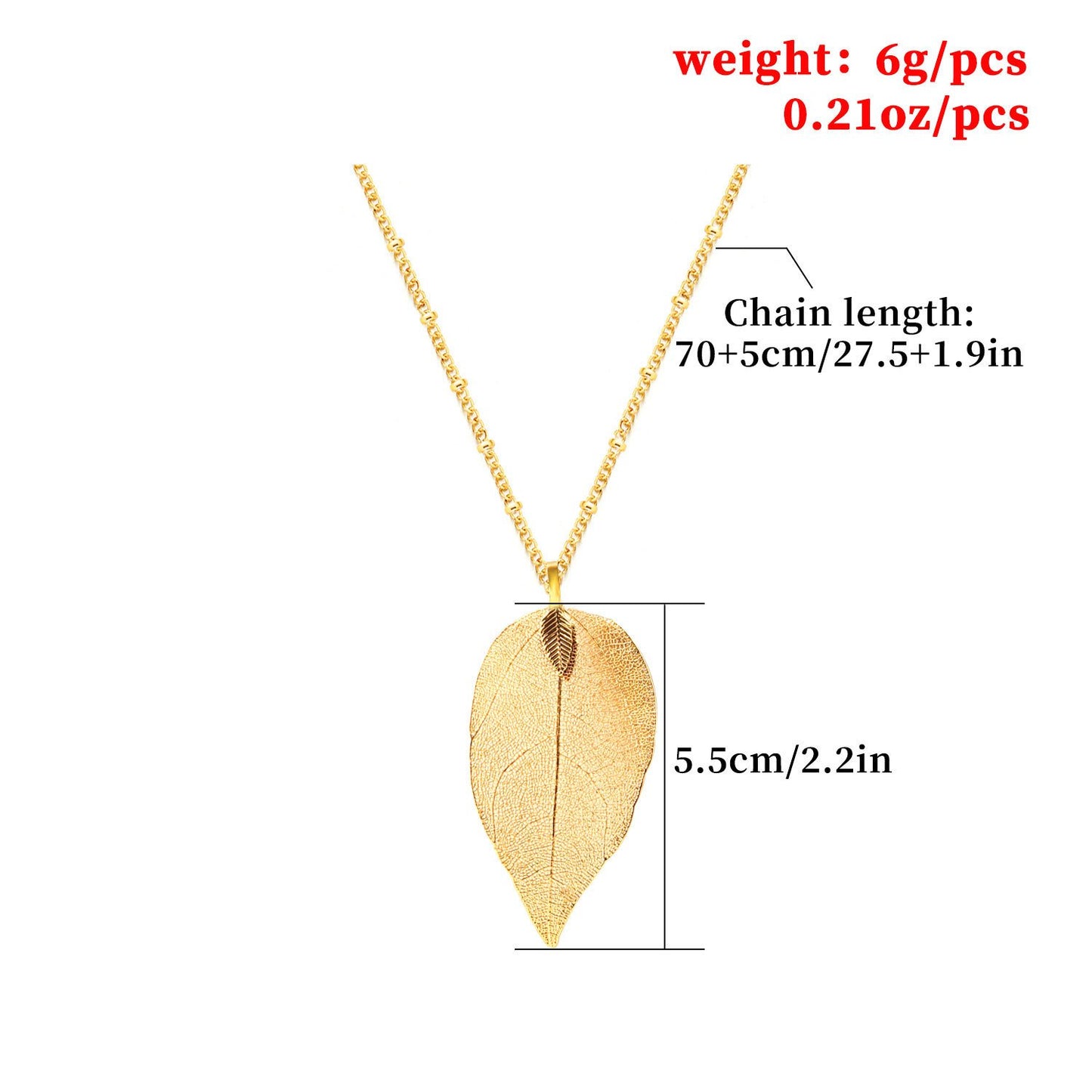 Jewelry Fashion Real Leaf Necklace Female Simple Hollow Leaf Sweater Chain