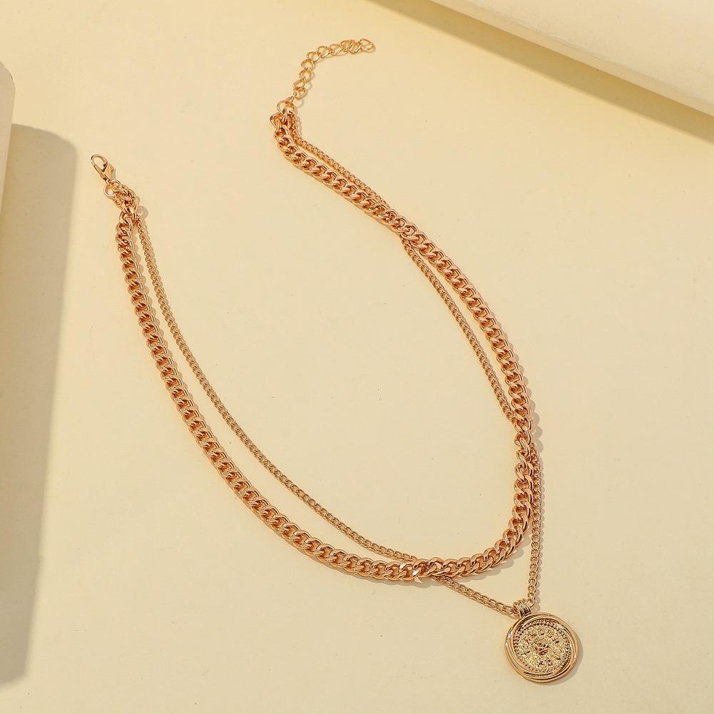 Jewelry Creative Astronomical Compass Retro Round Card Pendant Fashion Double Compass Hip Hop Necklace