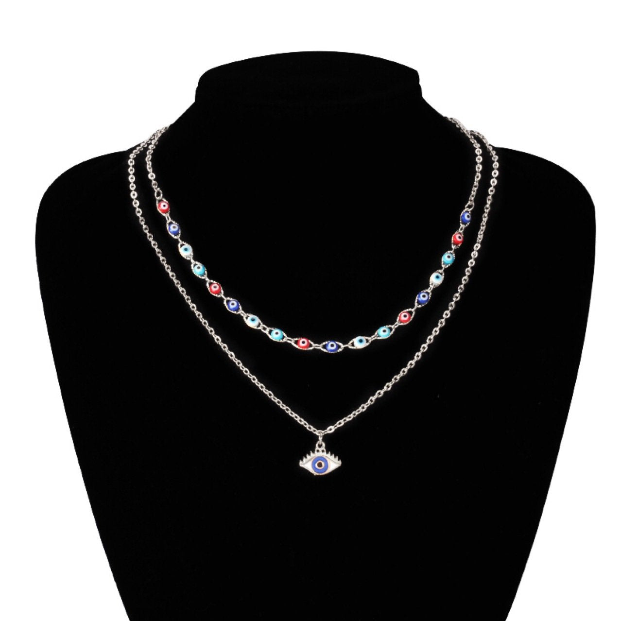 Jewelry multi-layer devil's eye pendant necklace fashion personality trend eye necklace