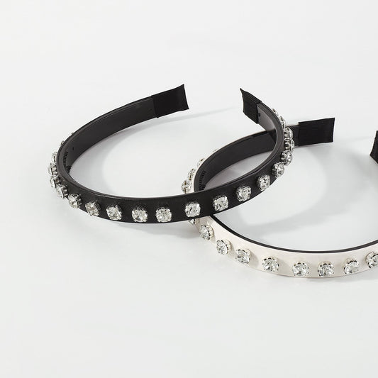 F52 retro creative small fragrance headband female PU rhinestone temperament fine edge forest non-slip personality headband