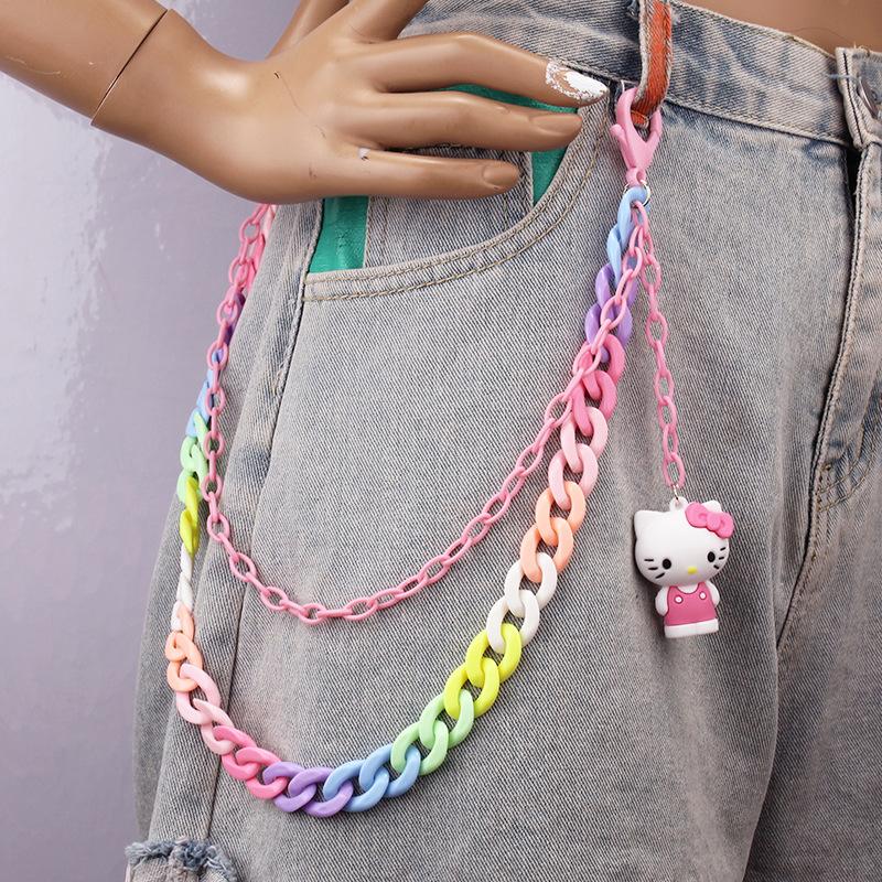 Candy Color Double Layer Resin Ultralight Pants Chain Cinnamon Dog Little Monster Soft Pottery Accessories Pendant