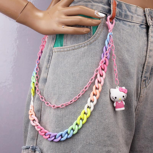 Candy Color Double Layer Resin Ultralight Pants Chain Cinnamon Dog Little Monster Soft Pottery Accessories Pendant