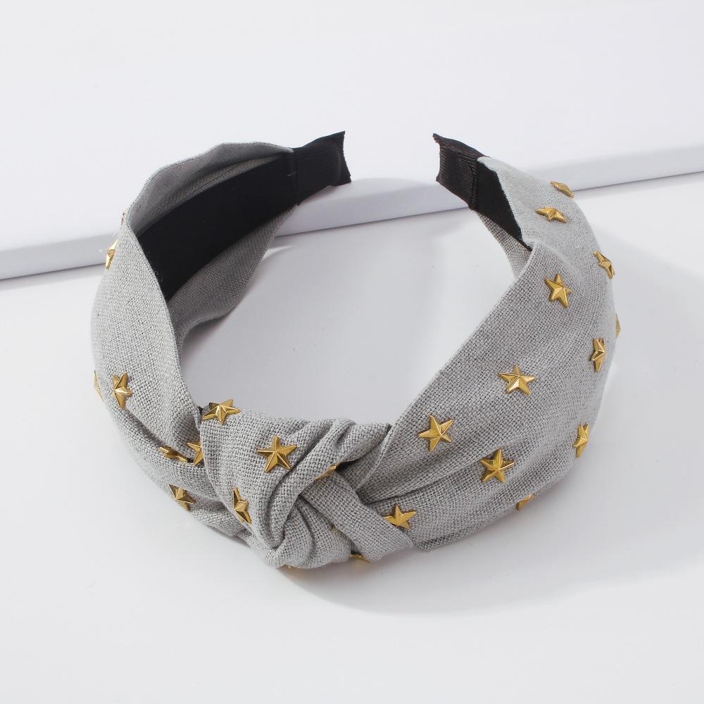 F382 Fashion Fabric Temperament Headband Simple Elegant Sweet Knotted Hair Accessories Solid Color Retro Headband Women