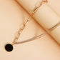Jewelry trendy stitching claw diamond chain sweater chain accessories geometric round black mother-of-pearl pendant necklace