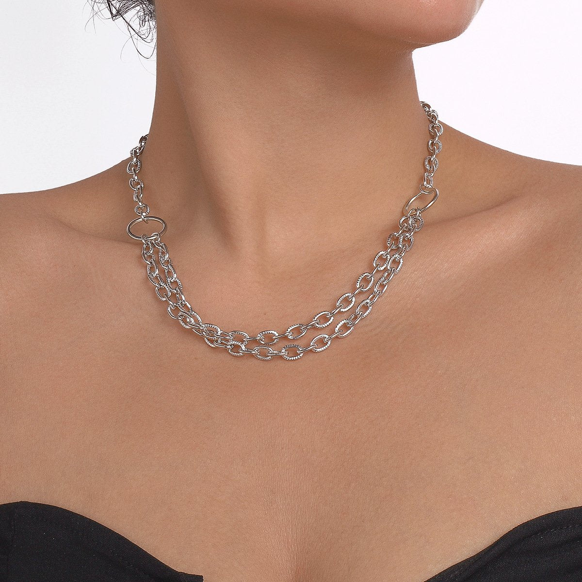 N128 Jewelry Exaggerated Metal Chain Necklace Personality Punk Hip Hop Niche Geometric Necklace