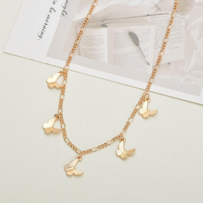 Fashionable Alloy Butterfly Pendant Necklace Retro Simple NK Clavicle Chain Short Necklace Ladies Jewelry