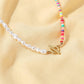 Bohemian colored soft pottery necklace natural pearl clavicle chain national personality color contrast collar