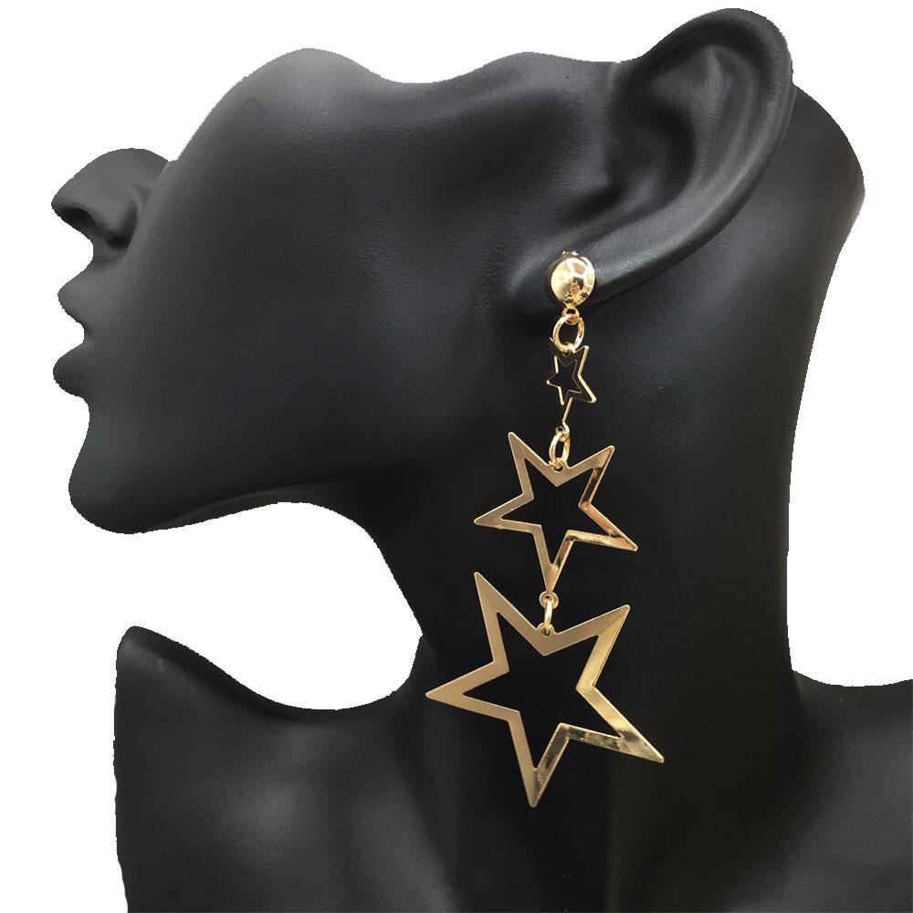 Three-Piece Pentagram Star Stud Earrings Indian Earrings Ornaments