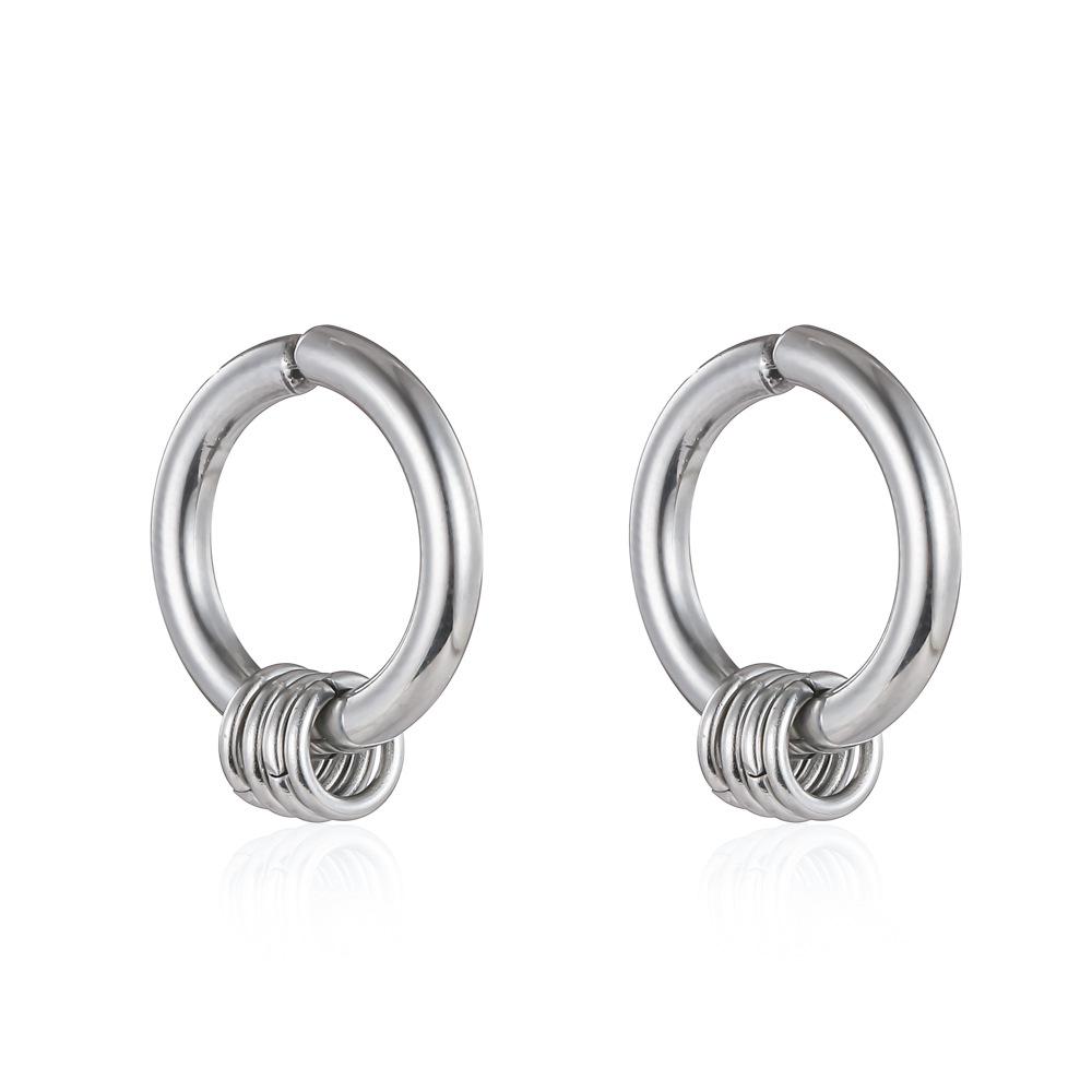 Men's Earrings Nose Ring Ear Clip Stainless Steel Versatile Trendy Punk Earrings Ornament Simple Personality