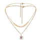 Simple stainless steel pink love double-layer pendant trendy heart-shaped pendant titanium steel pearl collarbone necklace for women