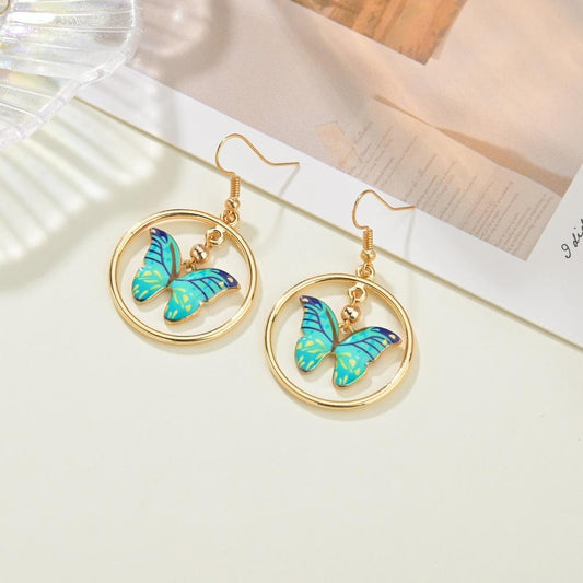Personality Cute Gradient Painted Butterfly Earrings Fashion Ring Earrings Accessories