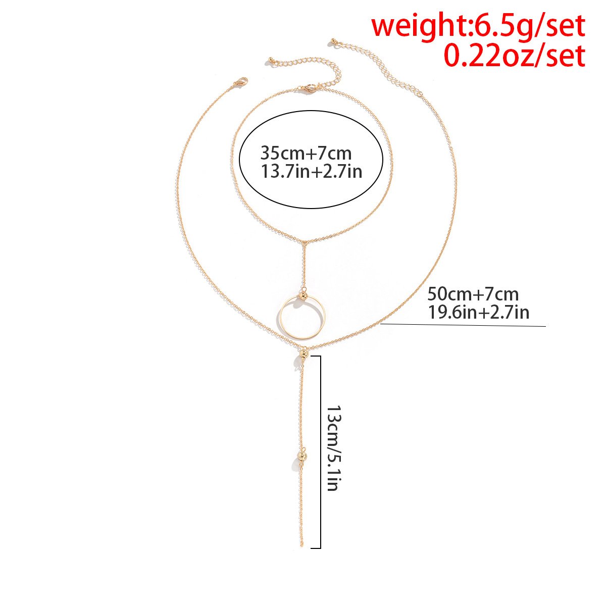 Jewelry Versatile Niche Geometric Ring Pendant Necklace Simple Metal Thin Chain Tassel Necklace