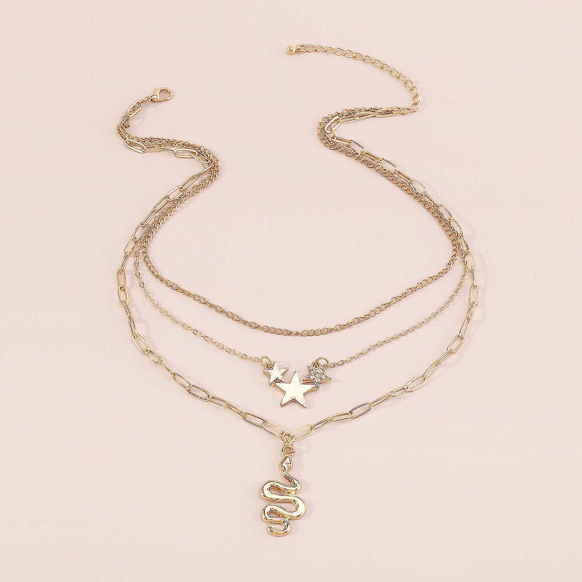 N8988 multi-layer snake-shaped pendant necklace personalized five-pointed star fashion necklace temperament creative necklace female