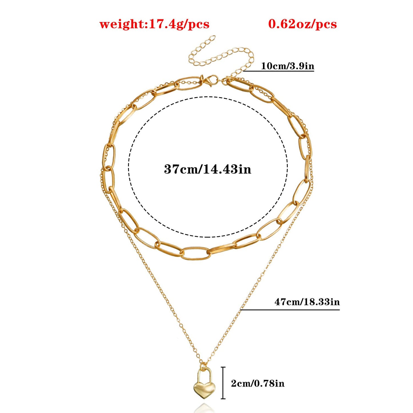 Jewelry Fashion Double Love Clavicle Chain Personality Necklace Women's Sweater Chain High-end Sense Necklace