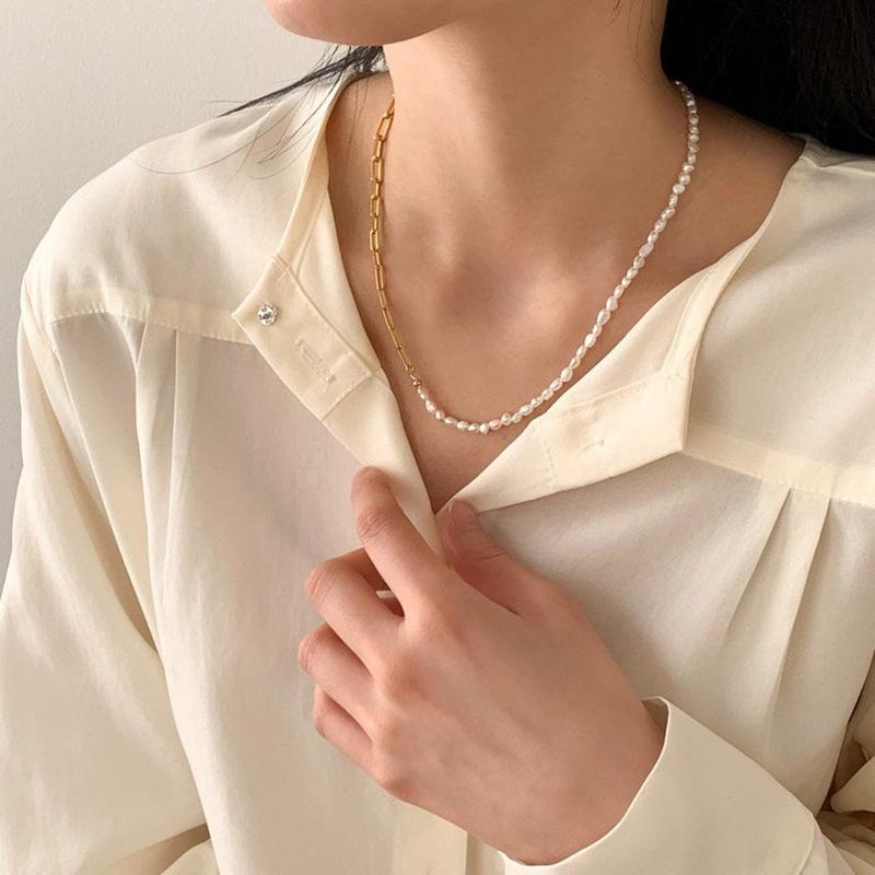 Fashion Asymmetric Necklace Elegant Imitation Pearl Necklace Women Accessories