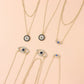 Jewelry 14K Full Diamond Round Geometric Pendant Necklace Women's Fashion Simple Devil's Eye Necklace