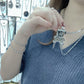 Explosive INS niche design titanium steel sweater chain personality simple and versatile bear print necklace