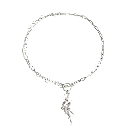 Jewelry Guardian Wings Feather Necklace Advanced Design Sense Small Fashion Trend Cold Clavicle Necklace