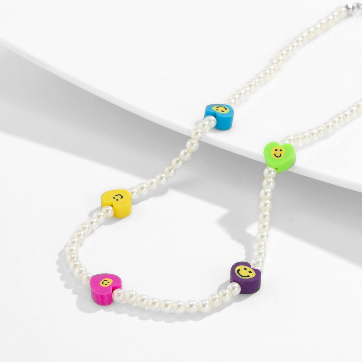 Ornament Imitation Pearl Beach Soft Pottery Clavicle Necklace Simple Butterfly Star Smiley Face Necklace