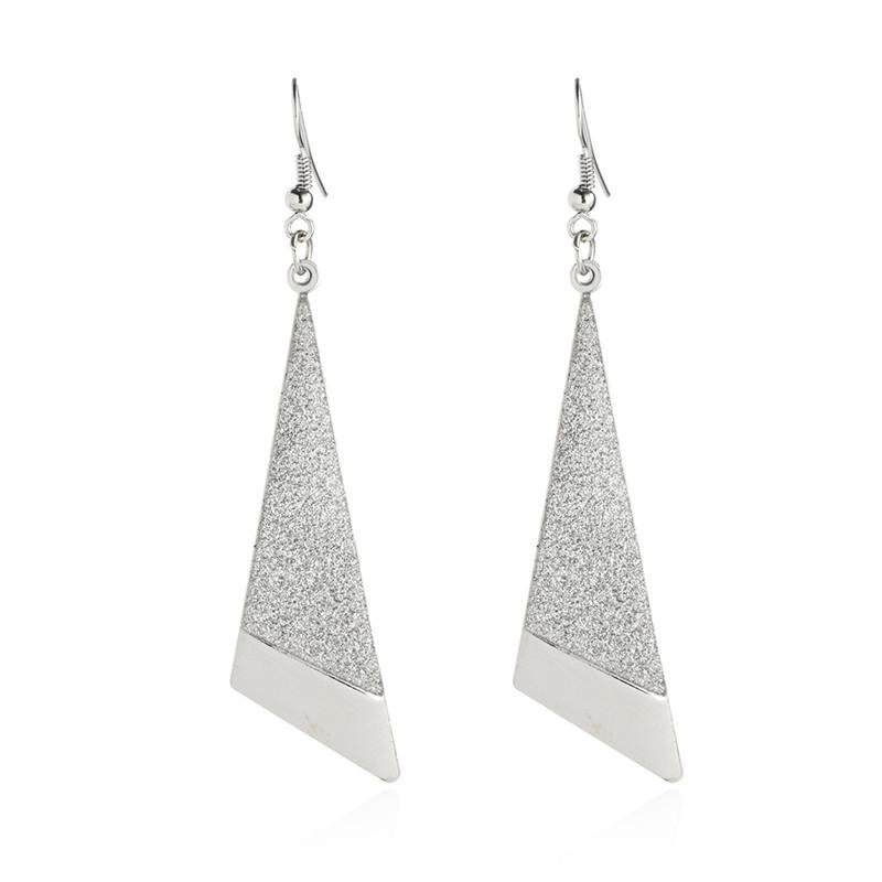 Simple and versatile women's long triangle frosted earrings casual earrings direct supply