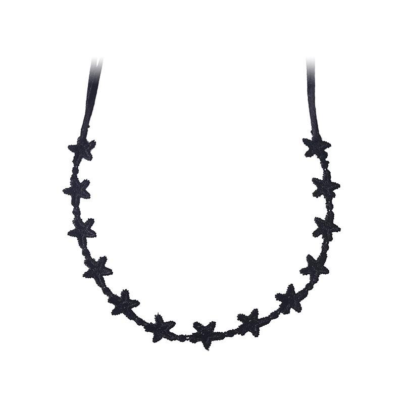 Black five-pointed star ribbon lace lace star necklace simple temperament girls necklace princess personality collarbone chain