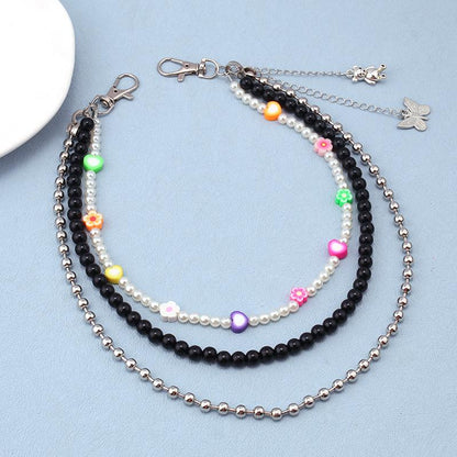 Jewelry punk retro pearl soft pottery chain multi-layer body chain simple butterfly bear waist chain